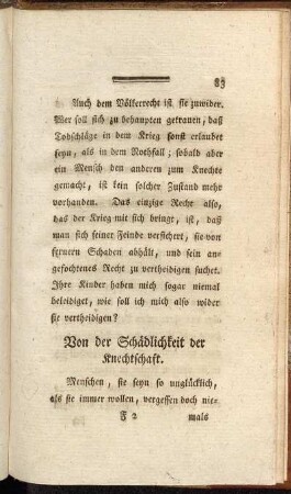 Von der Schädlichkeit der Knechtschaft.