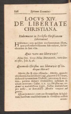 Locus XIV. De Libertate Christiana.