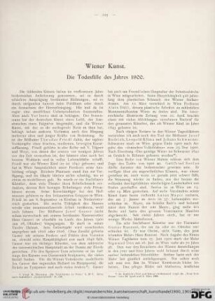 Wiener Kunst. Die Todesfälle des Jahres 1900