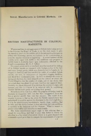 British Manufactures in Colonial Markets