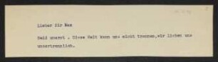 Brief von Gerhart Hauptmann an Max Beerbohm