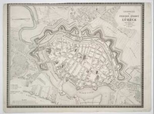 Plan von Lübeck, 1:4 500, Radierung, 1824