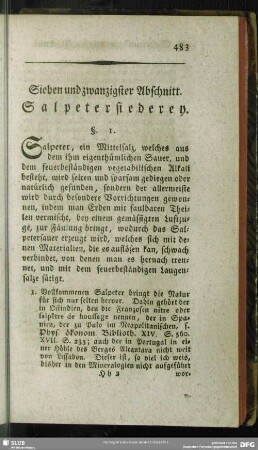Sieben und zwanzigster Abschnitt. Salpetersiederey