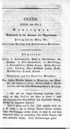 132. Sitzung, Stuttgart, 30.3.1821