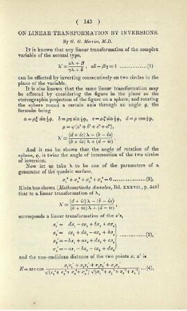 On linear transformation by inversions.