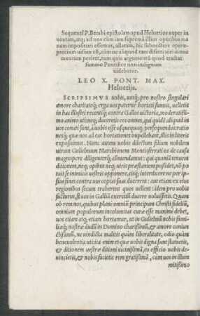 Sequentem P. Bembi epistolam apud Helvetios ...