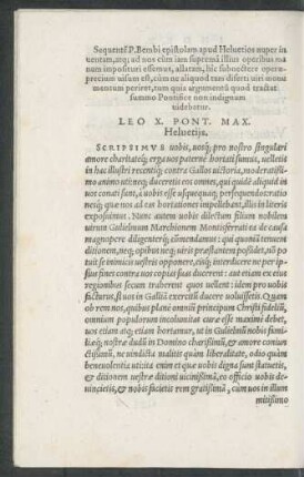 Sequentem P. Bembi epistolam apud Helvetios ...