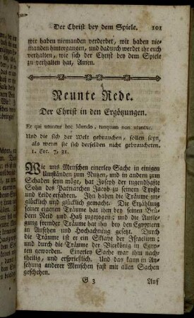 Neunte Rede. Der Christ in den Ergötzungen.