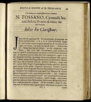 Casp. Scioppii Literæ ad Dan. Tossanum.