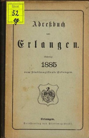 Adreßbuch von Erlangen. 1885
