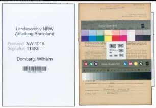 Entnazifizierung Wilhelm Domberg , geb. 15.06.1895 (Lokfuehrer)