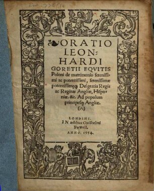 Oratio de matrimonio regis et reginae Angliae, Hispaniae ...