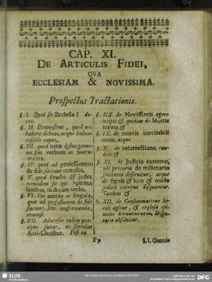 Cap. XI. De Articulis Fidei, Qua Ecclesiam & Novissima