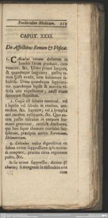 Caput. XXXI. De Affectibus Renum & Vesicae