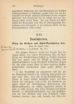 XVI. Baulichkeiten