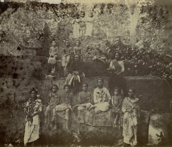 "Group of people at royal tomb, Tonga."