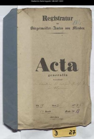 Verwaltung des Vermögens öffentlicher Anstalten im Allgemeinen - generalia -