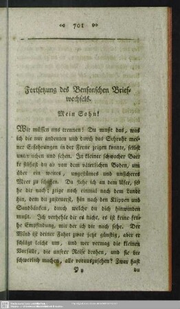 Fortsetzung des Bensonischen Briefwechsels
