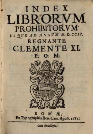 Index Librorum prohibitorum : Innocentii XI. iussu editus