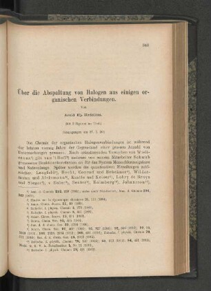 Über die Abspaltung von Halogen aus einigen organischen Verbindungen.