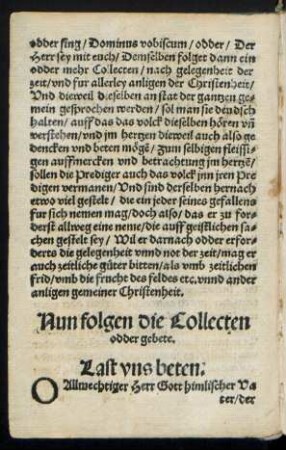 Nun folgen die Collecten odder gebete.