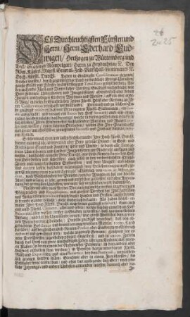 Deß Durchleuchtigsten Fürsten und Herrn / Herrn Eberhard Ludwigen / Hertzogen zu Würtemberg und Teck ...