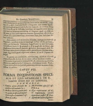 Caput VIII. De Forma Inquisitionis Specialis Et Eius Membrum I. - VI.
