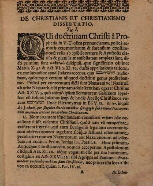 De Christianis et Christianismo dissertatio theologica