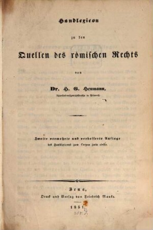 Handlexicon zu den Quellen des römischen Rechts