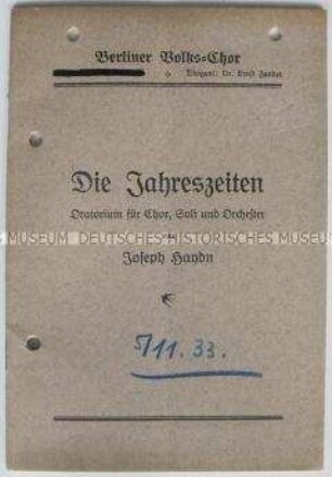 Textheft zum Oratorium "Die Jahreszeiten"