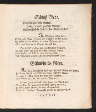 Schluß-Rede.