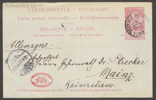 Brief an Ludwig Strecker <senior> und B. Schott's Söhne : 03.08.1902