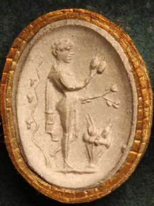 Der Gott Bonus Eventus mit Ähren und einem Zweig in den Händen (Daktyliothek, Supplement)