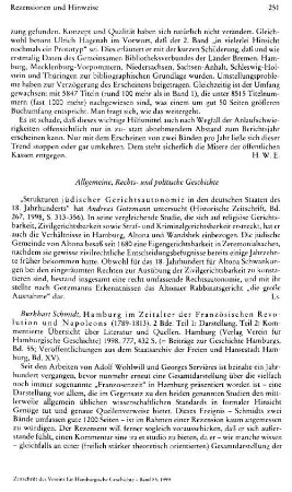 Rezensionen und Hinweise : Allgemeine, Rechts- und politische Geschichte