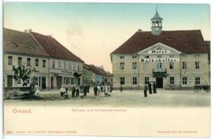Ortrand. Rathaus,Ratskeller und Lindenauer Straße