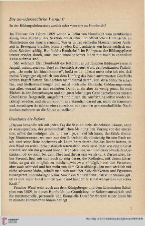 Die unwiderstehliche Vernunft: In der Bildungsdiskussion: zurück oder vorwärts zu Humboldt?