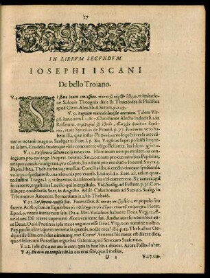 In Librum Secundum Josephi Iscani De bello Troiano.