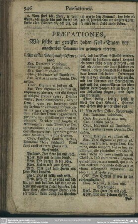 Praefationes, Wie solche an gewissen hohen Fest-Tagen vor angehender Communion gesungen werden