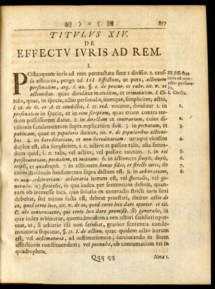 Titulus XIV. De Effectu Iuris Ad Rem