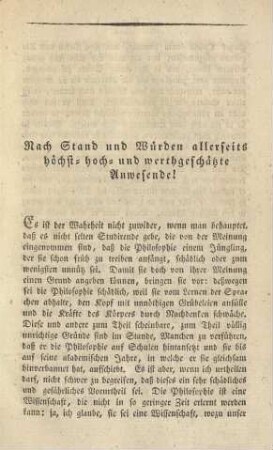 Nach Stand und Würden allerseits höchst-hoch- und werthgeschätzte Anwesende!