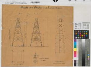 Gemen (Borken) Neubau eines Feuerwachturmes 1911 1 : 100 48,5 x 52 Zeichnung Landsberg-Velensches Bauamt Landsberg-Velen