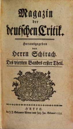 Magazin der deutschen Critik. 4, 4. 1775