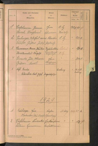 Standesamtsbuch der Stadt Aschaffenburg: Register Eheschließungen 1927 - 1929