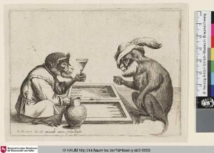 [Zwei Affen, Backgammon spielend]