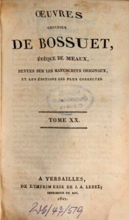Oeuvres choisies de Bossuet ..., 20. Connoissance de Dieu et de soi-même. - 1822. - 2 Bl., 404 S.