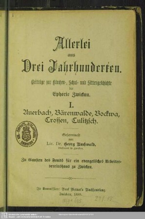 1: Auerbach, Bärenwalde, Bockwa, Crossen, Culitzsch