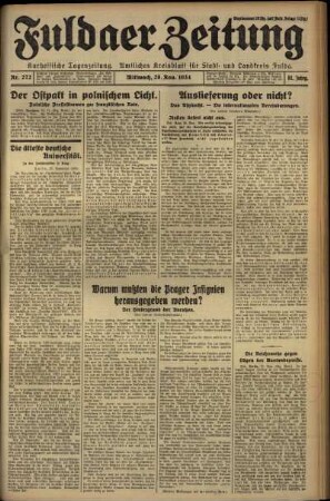 Erste Ausgabe vom Mittwoch, den 28. November 1934.