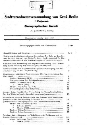 Nr. 28, 8. Mai 1947, Ordentliche Sitzung