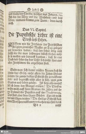 Das VI. Capitel. Die Papistische Lehre ist eine Trost-lose Lehre