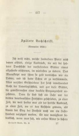 Spätere Nachschrift (November 1830)